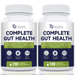 Migcopat Probiotics capsules in a bottle, designed for daily digestive balance.