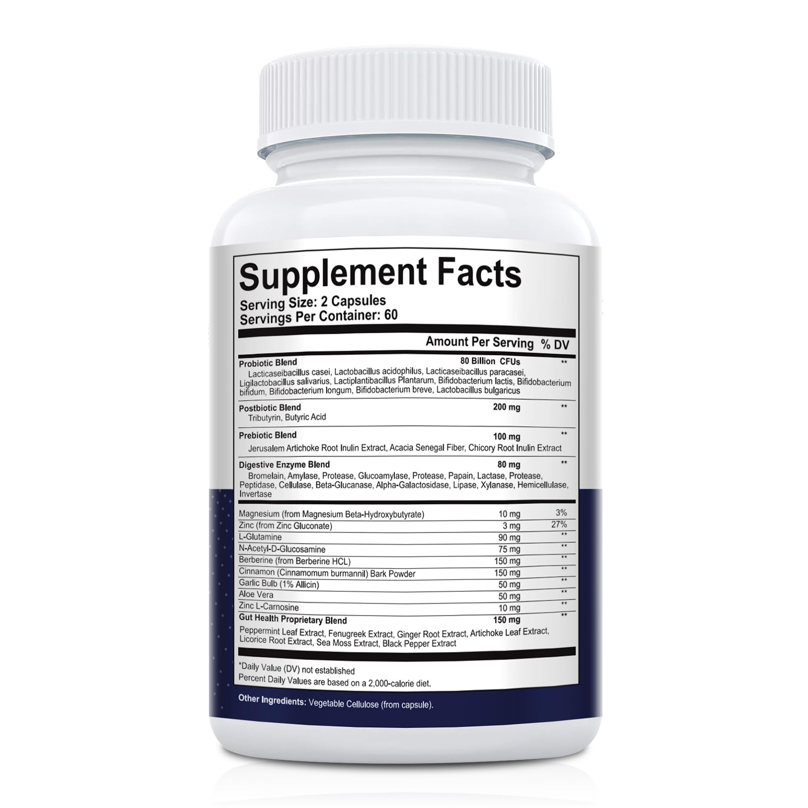 Migcopat Probiotics ingredients list featuring L-glutamine and N-acetyl-D-glucosamine for gut wellness.
