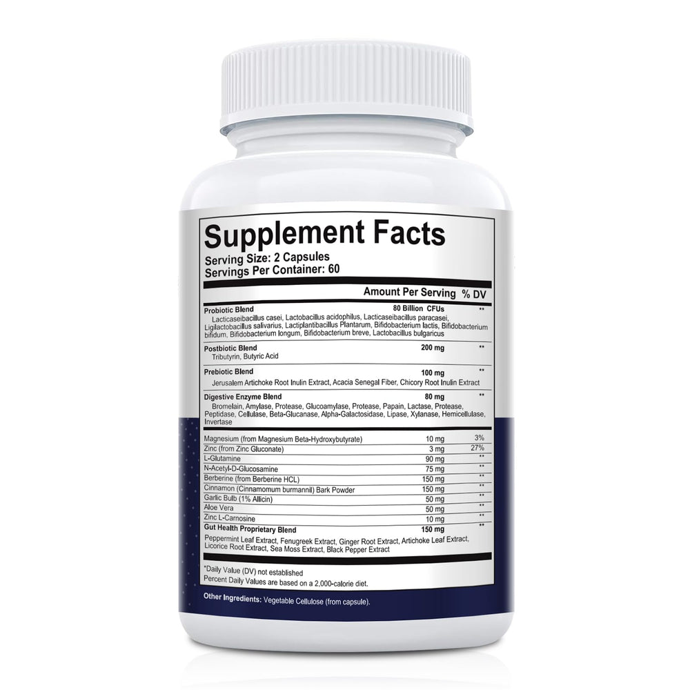 Migcopat Probiotics ingredients list featuring L-glutamine and N-acetyl-D-glucosamine for gut wellness.