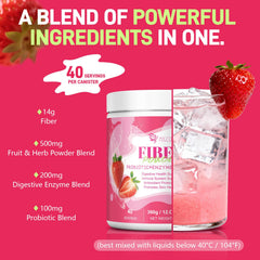 Migcopat strawberry flavor powder mixes into water for a sugar-free beverage.