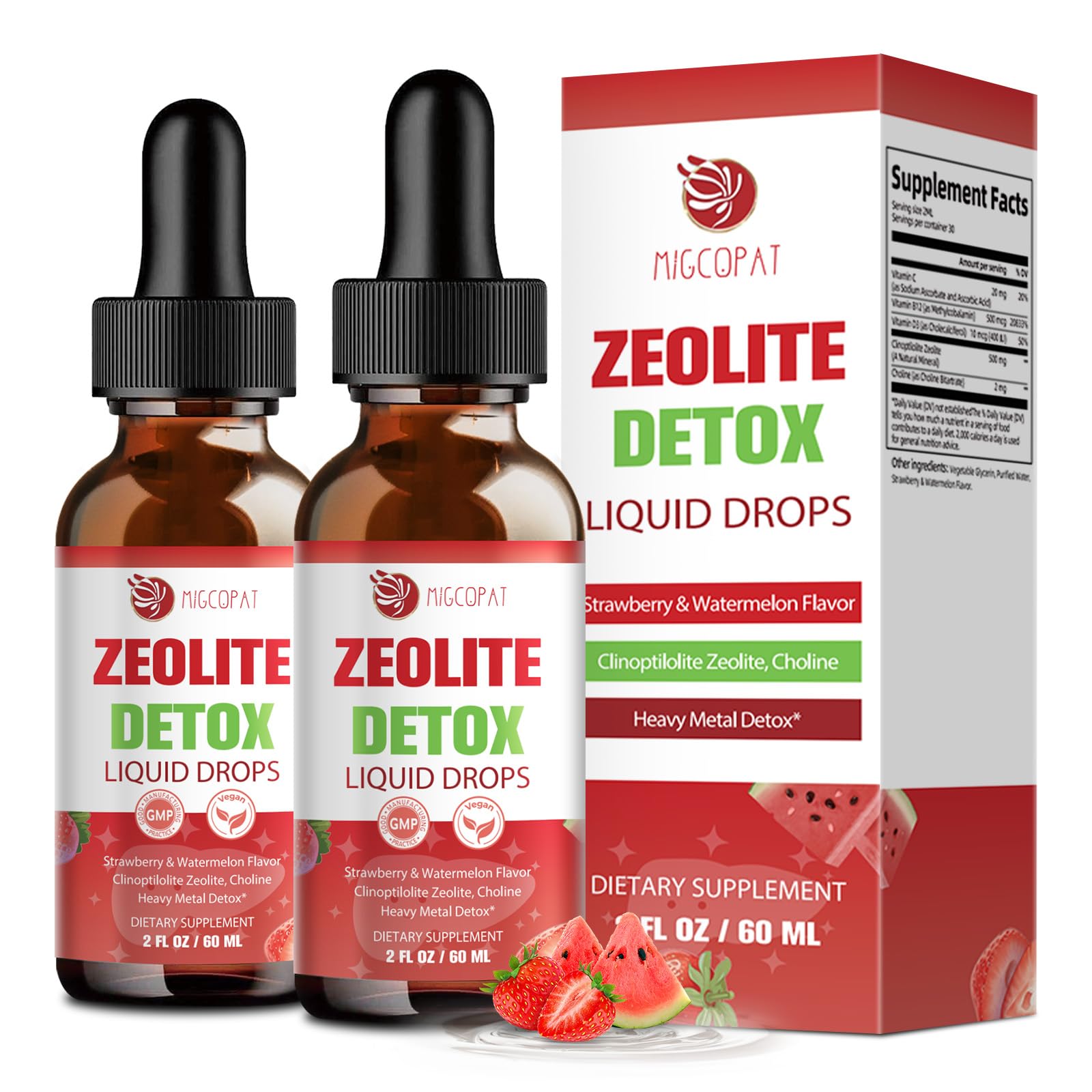 Migcopat Zeolite Detox Liquid Drops bottle pour for easy daily dosing