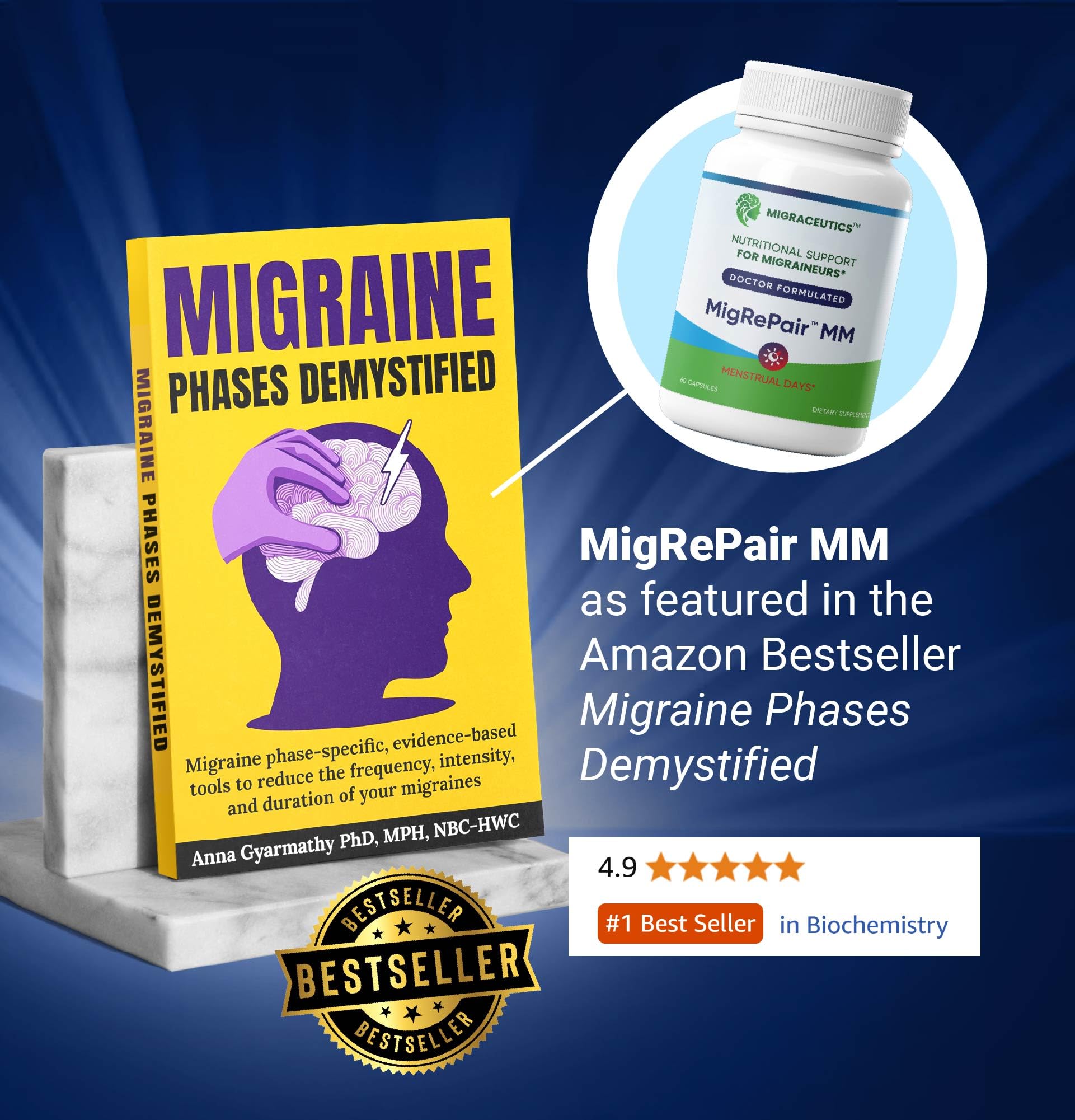 Migraceutics MigRePair MM capsules with feverfew and ginger show natural ingredient blend