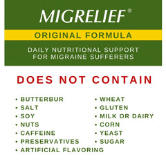 MigreLief riboflavin focus signals essential vitamin B-2 addition.