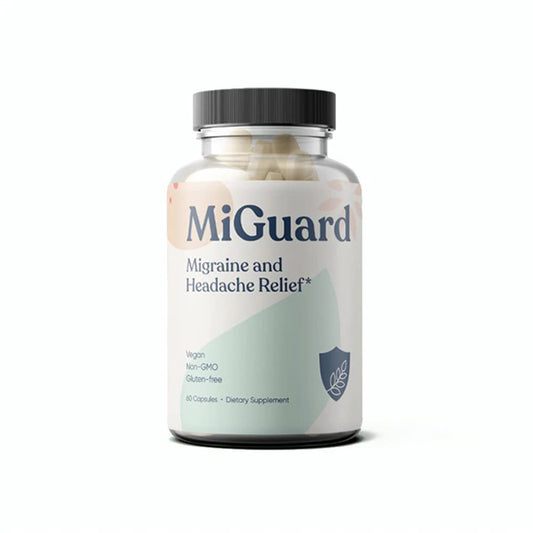 MIGUARD headache relief bottle with convenient daily capsules for use