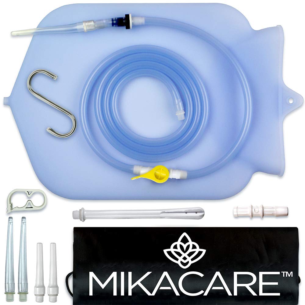Mikacare Enema Bag Kit with clear silicone for safe, non-toxic use.