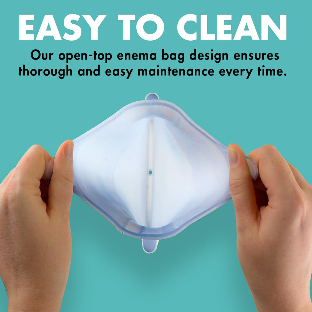 Mikacare Enema Bag Kit packaging and storage, compact setup after use.