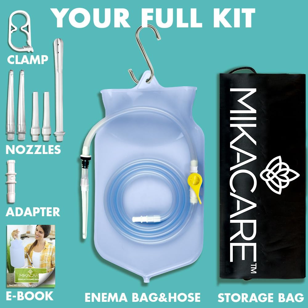 Mikacare Enema Bag Kit soft tips, gentle insertion for a smoother experience.