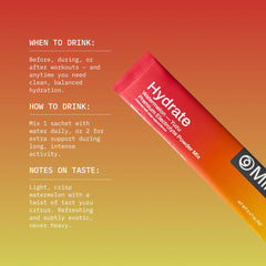 Mikra Hydrate Watermelon Yuzu packet stirred into water for refreshing flavor