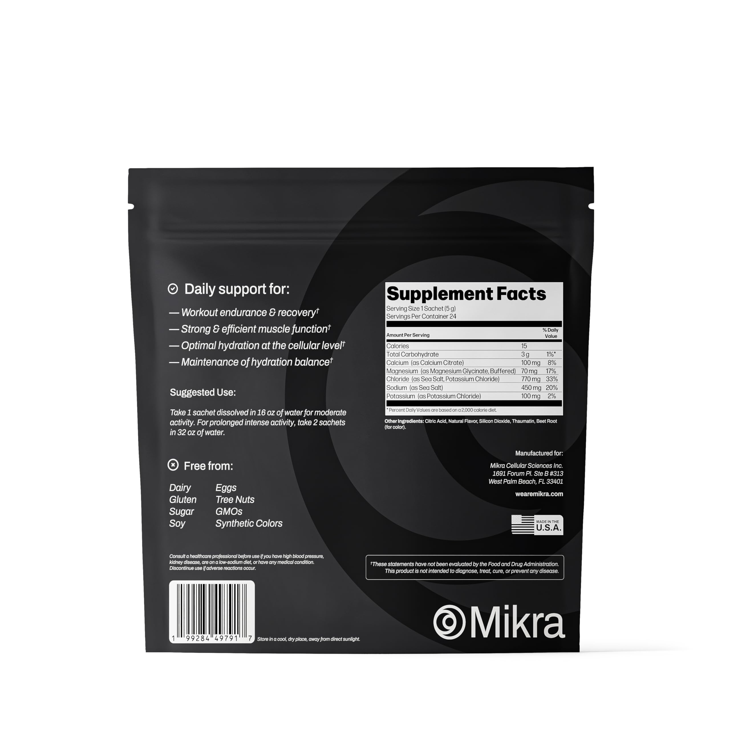 Mikra Hydrate travel kit with packets prepared for travel