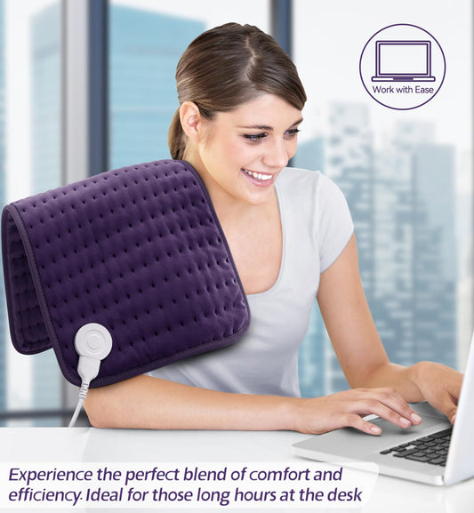 MIKRALE pad demonstrates moist heat option for deeper comfort on tense areas.