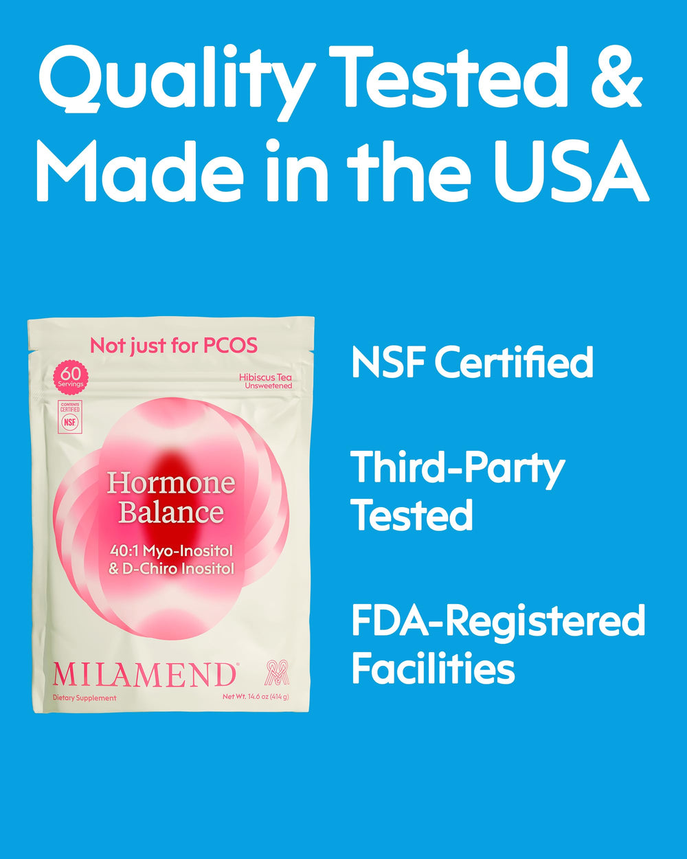 Milamend NSF-GMP facility label indicating quality manufacturing.