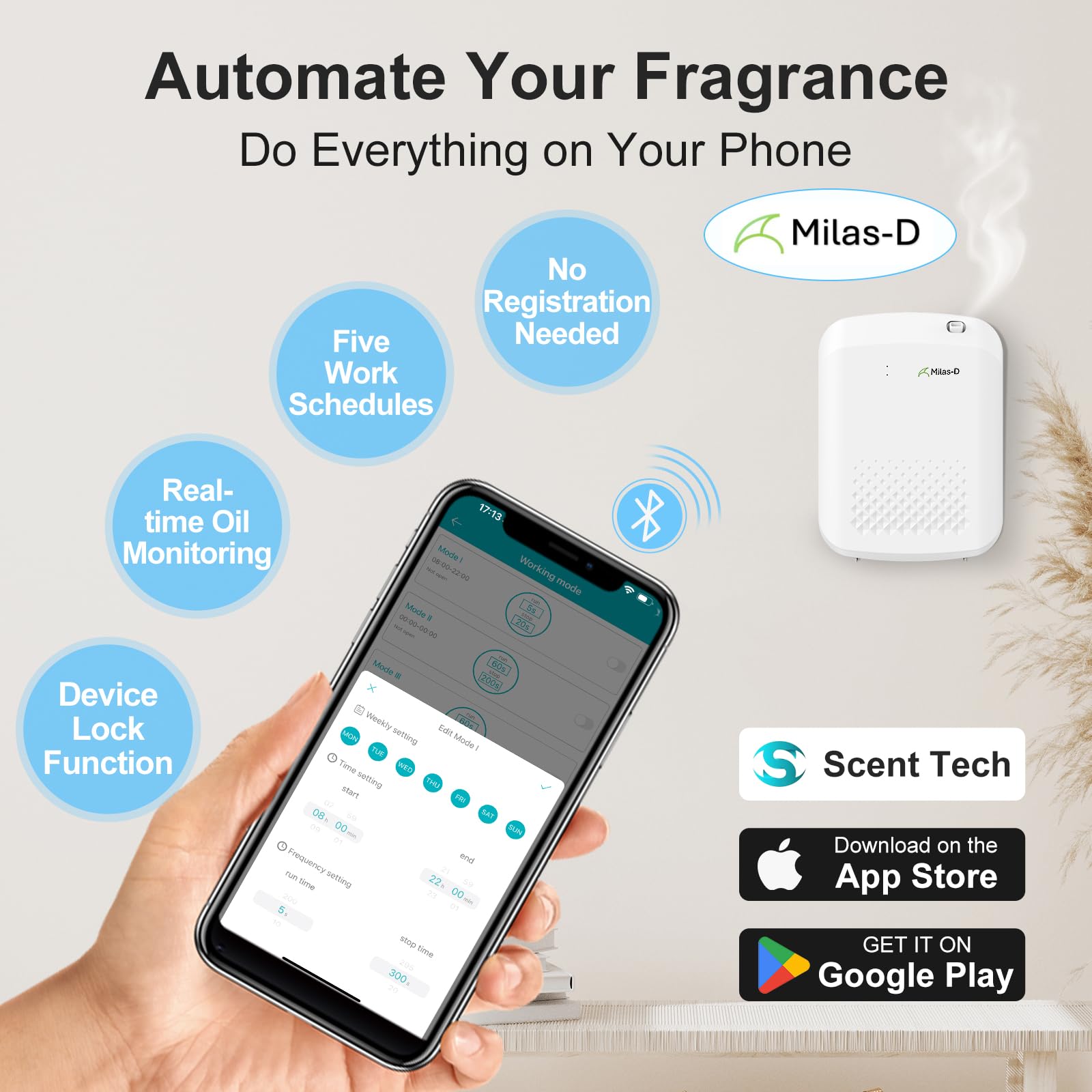 Milas-D waterless diffuser calm, quiet operation in a large room.