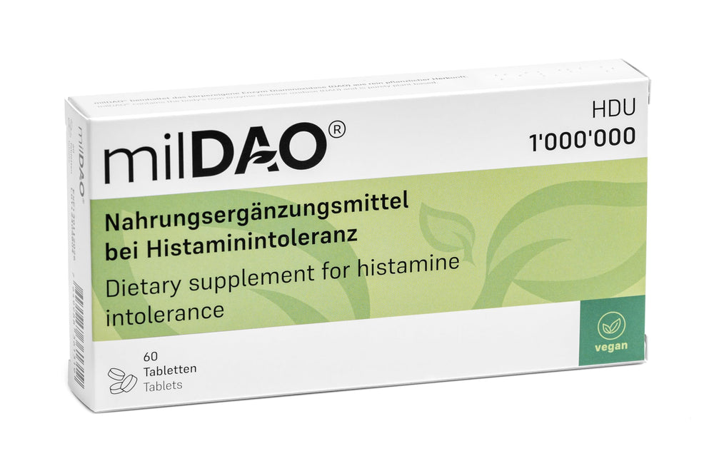 MilDAO packaging in a foil pouch preserves enzyme stability and freshness.