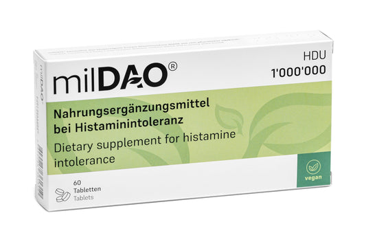 MilDAO packaging in a foil pouch preserves enzyme stability and freshness.