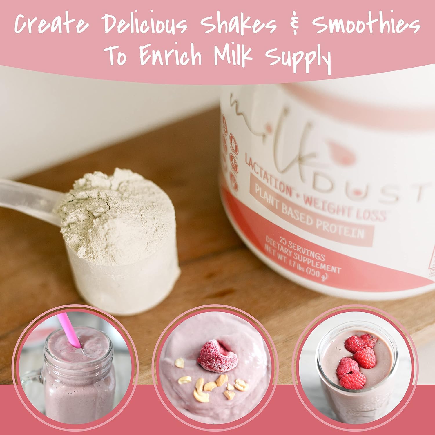 Milk Dust packaging front emphasizing vegan, dairy-free formula