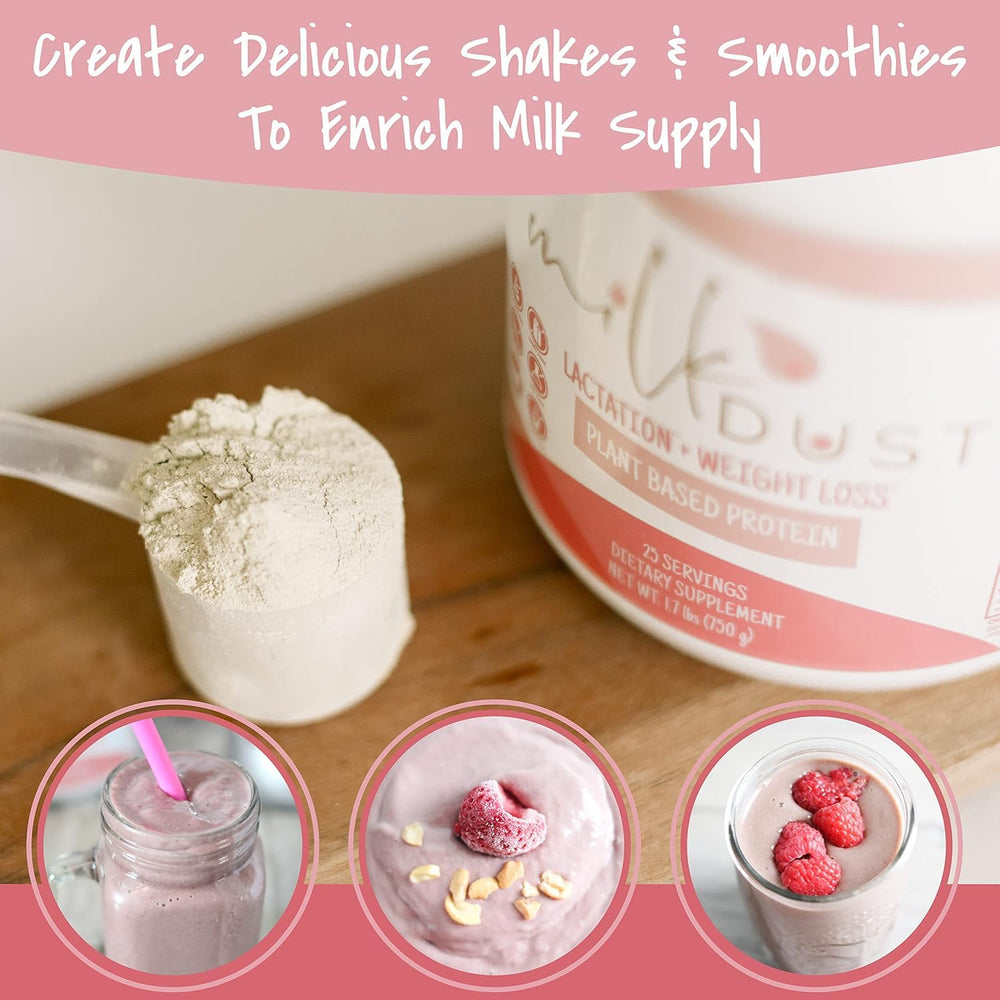 Milk Dust packaging front emphasizing vegan, dairy-free formula