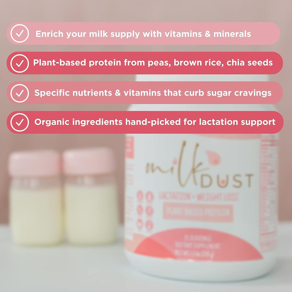 Milk Dust ingredients close-up with pea and flax seeds