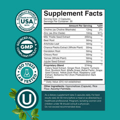 Milk thistle extract capsules highlighting silymarin content and plant-based blend.