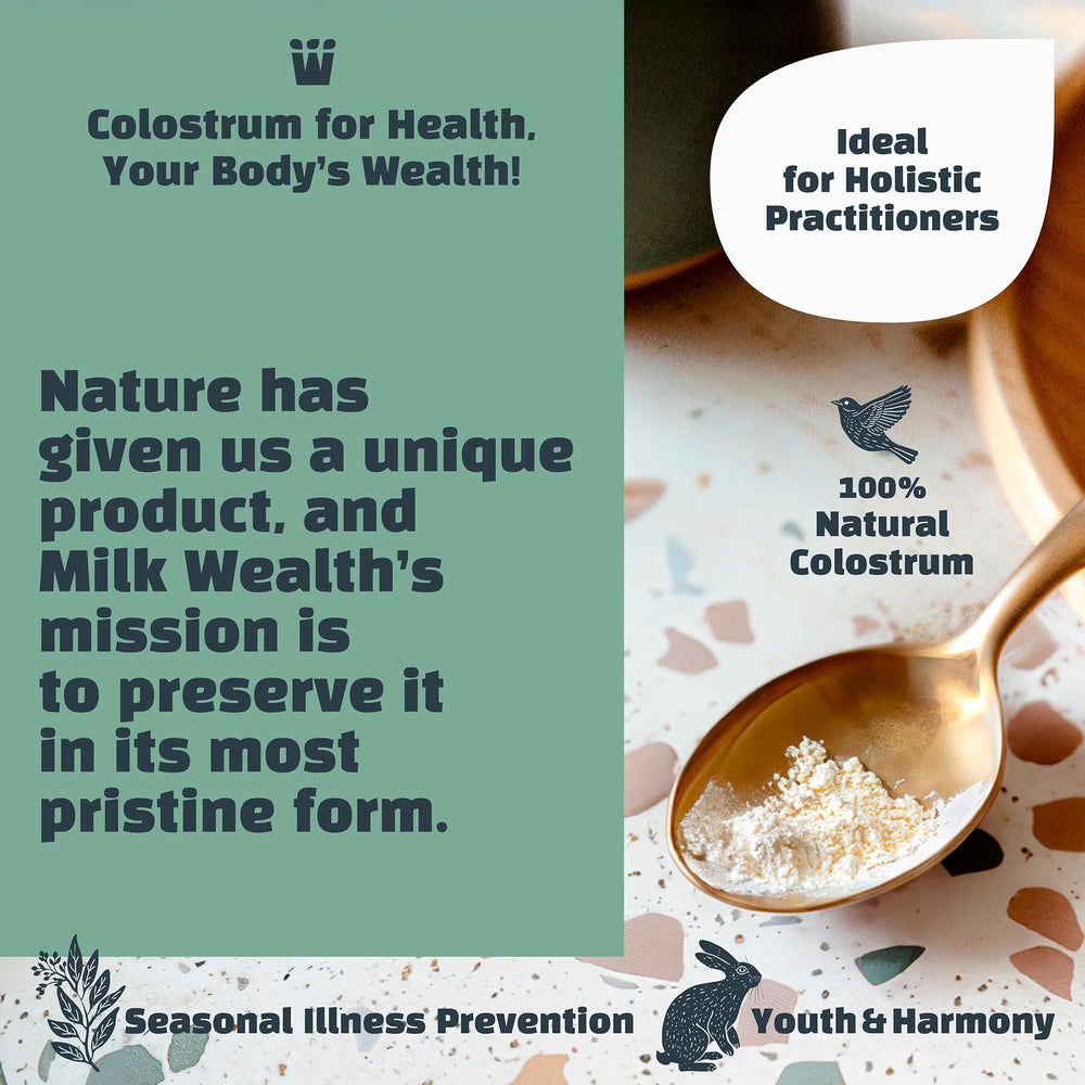 Milk Wealth product shown as third-party tested for purity and safety