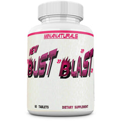 MINANATURALS Bust Blast bottle with capsules for daily use and potential fullness support.