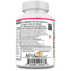 MINANATURALS Bust Blast packaging open reveals a 60-tablet month-long supply.