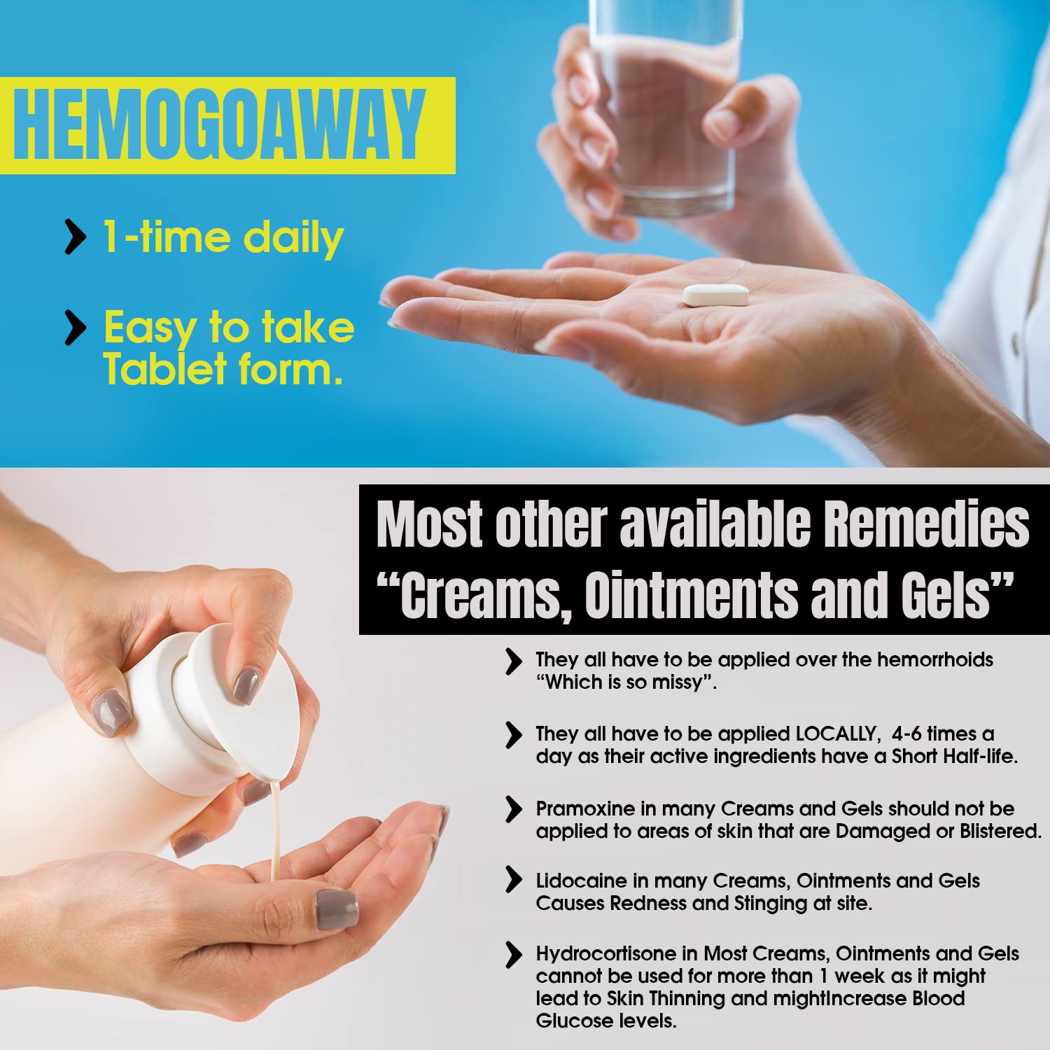 MINANATURALS HEMOGOAWAY tablets closeup displaying easy-to-swallow pills