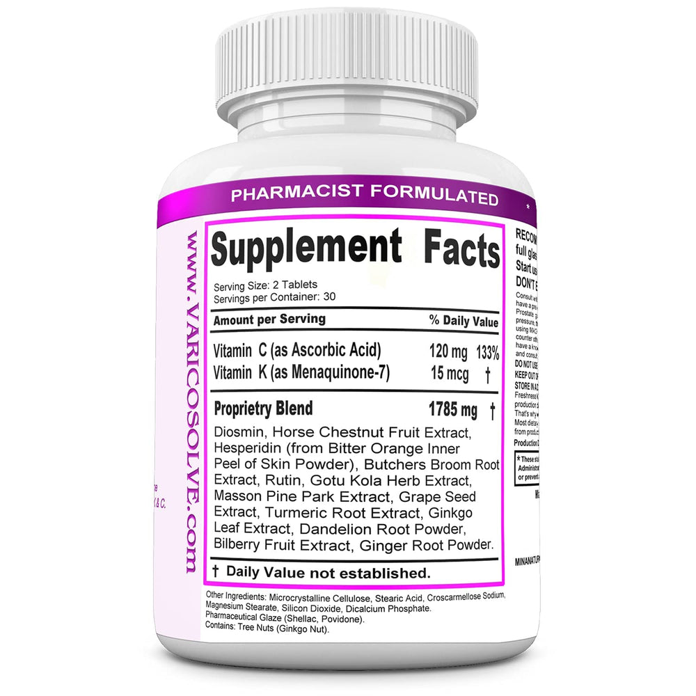 MINANATURALS Varicosolve pharmacist-formulated formula prioritizes purity and quality.