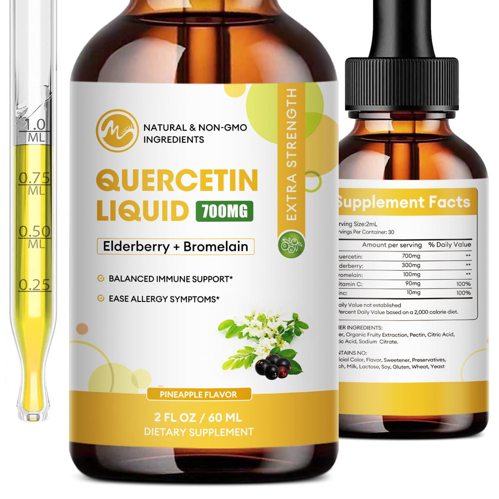 Minch Quercetin Liquid Drops bottle shown for immune and skin support