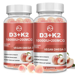 Minch vitamin D3 K2 gummies bottle shown; sugar-free vegan formula for daily use.