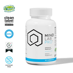 Mind Lab Pro bottle with notebook implying memory and concentration tasks