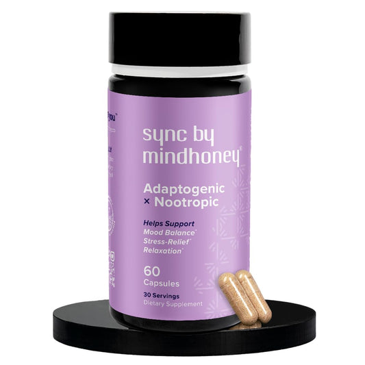 Mindhoney SYNC 60-count bottle front for mood support