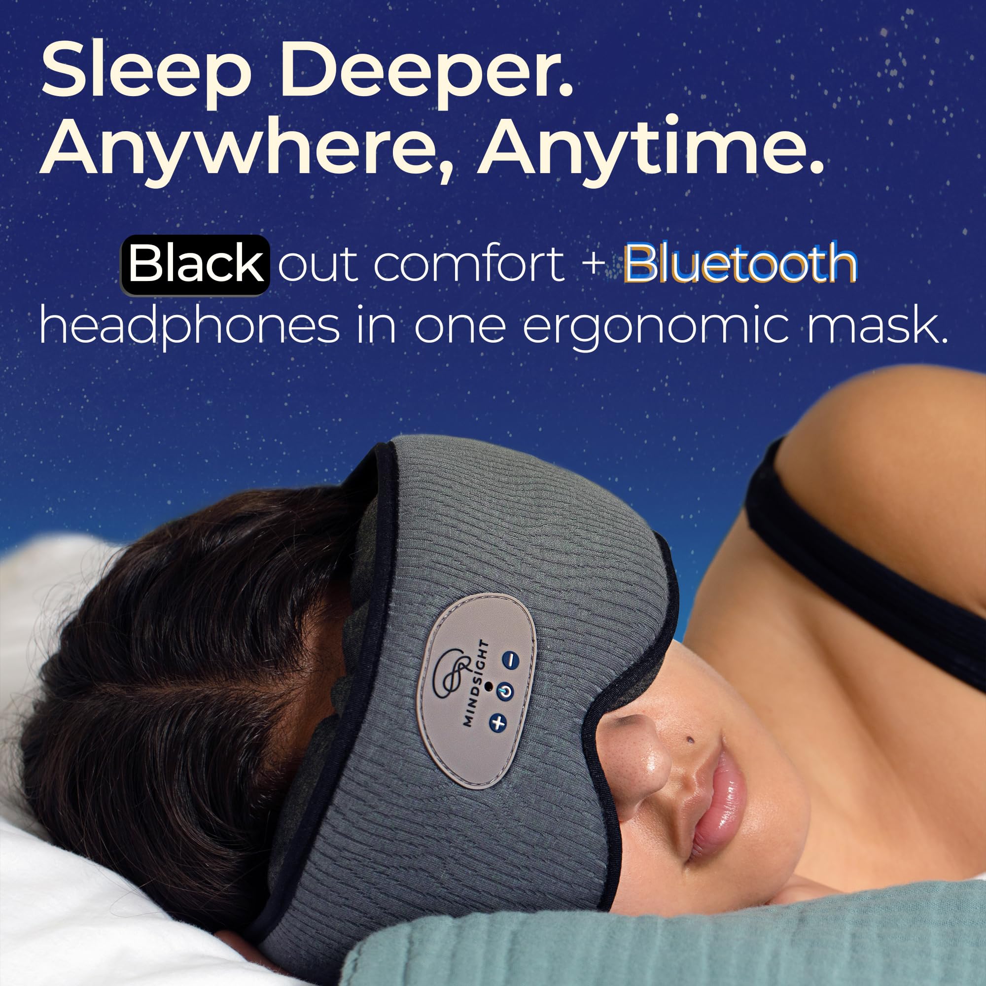 Mindsight DriftBand flat speakers deliver clear HD sound without bulk for comfortable listening.