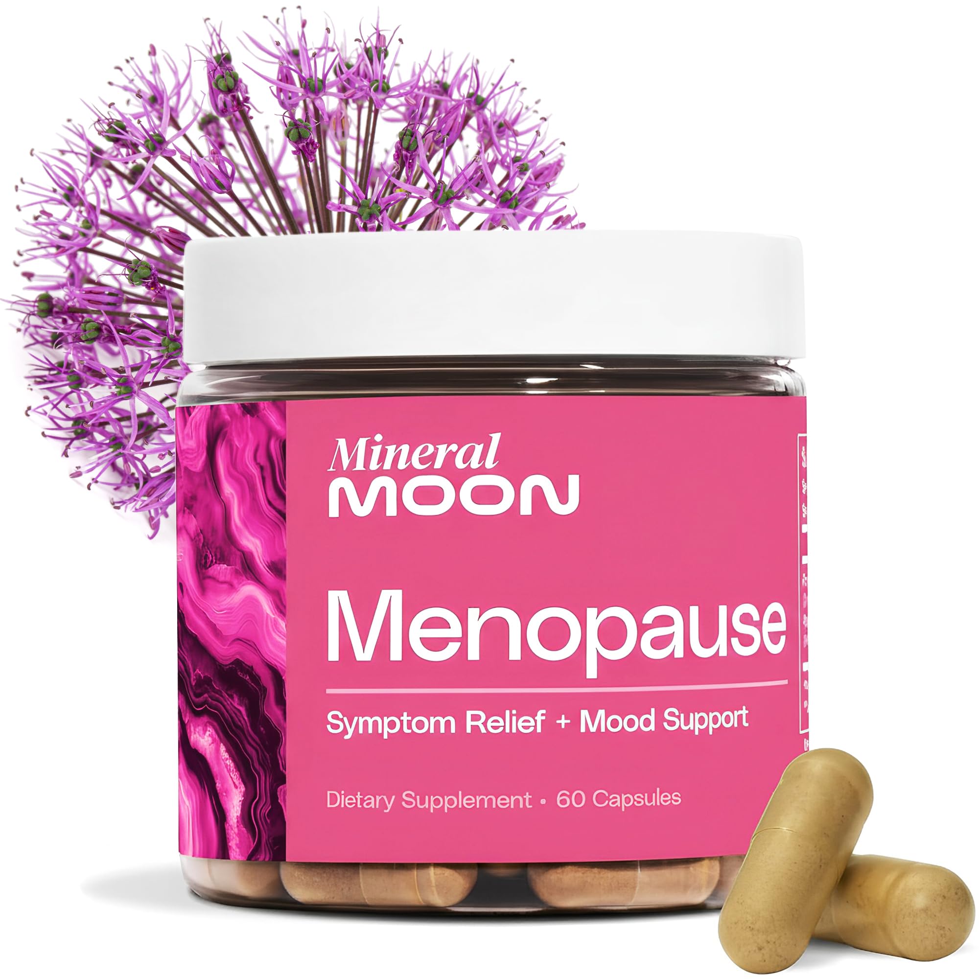 Mineral Moon bottle pours, showcasing convenient daily menopause support for busy mornings.