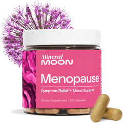 Mineral Moon bottle pours, showcasing convenient daily menopause support for busy mornings.