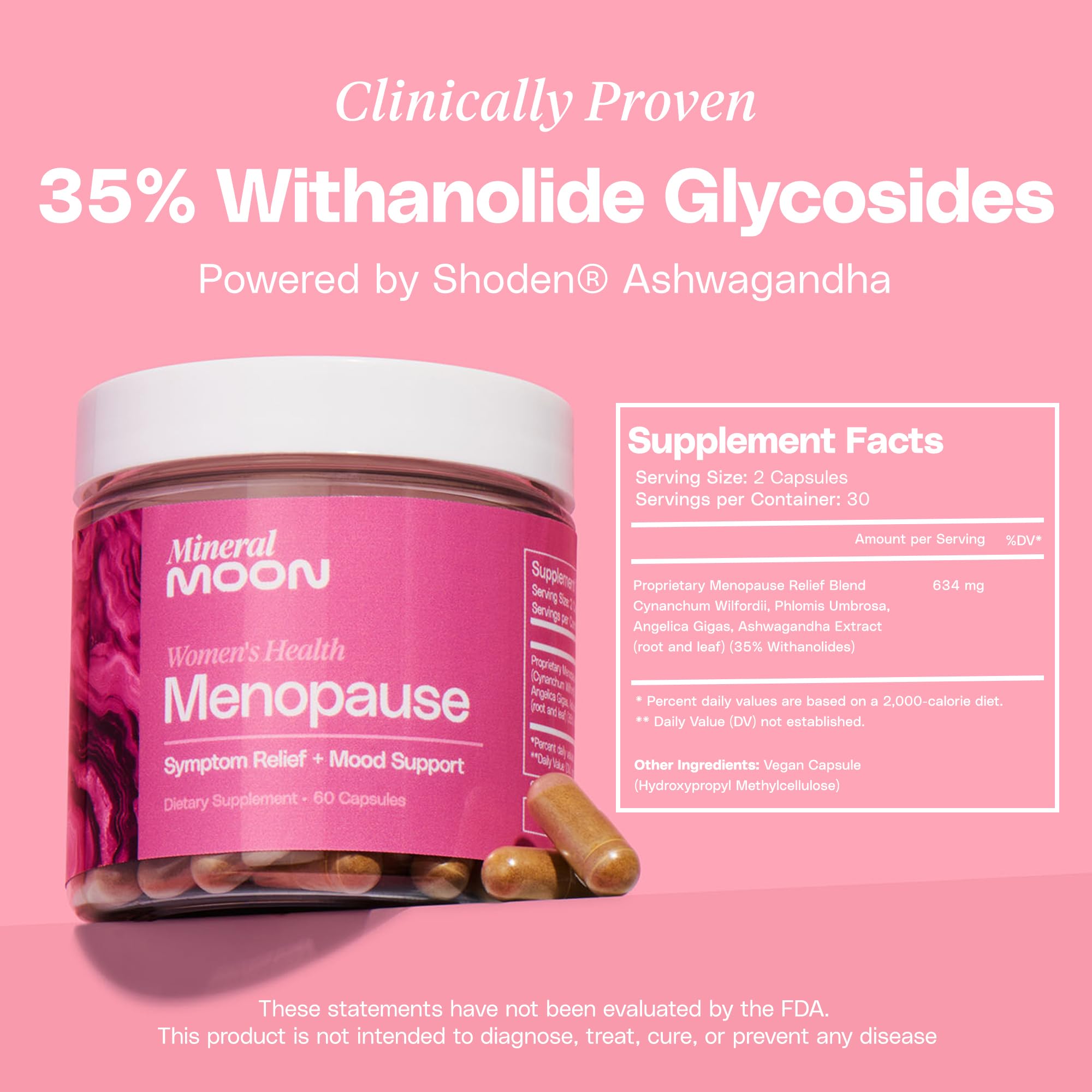 Mineral Moon label highlighting Cynanchum Wilfordii and Angelica Gigas for balanced wellness.