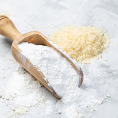 Minimalist Rice Protein baking scene highlights versatile use in muffins