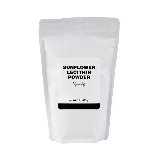 Minimalist Sunflower Lecithin Powder in a resealable bag for convenient storage and use.