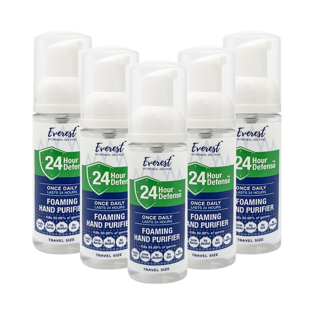 Mint Bucket Everest foaming sanitizer bottle, 1.7 oz, ideal for on-the-go protection.