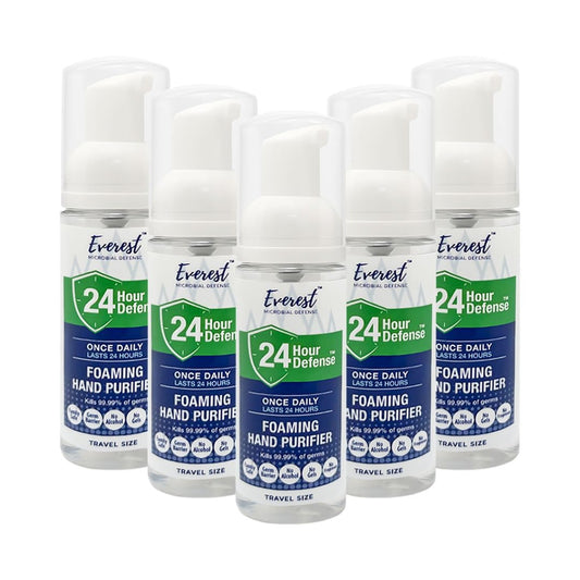 Mint Bucket Everest foaming sanitizer bottle, 1.7 oz, ideal for on-the-go protection.