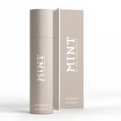 MINT by Dr. Mintcheva mouthwash cap close-up reveals gentle, alcohol-free formula.