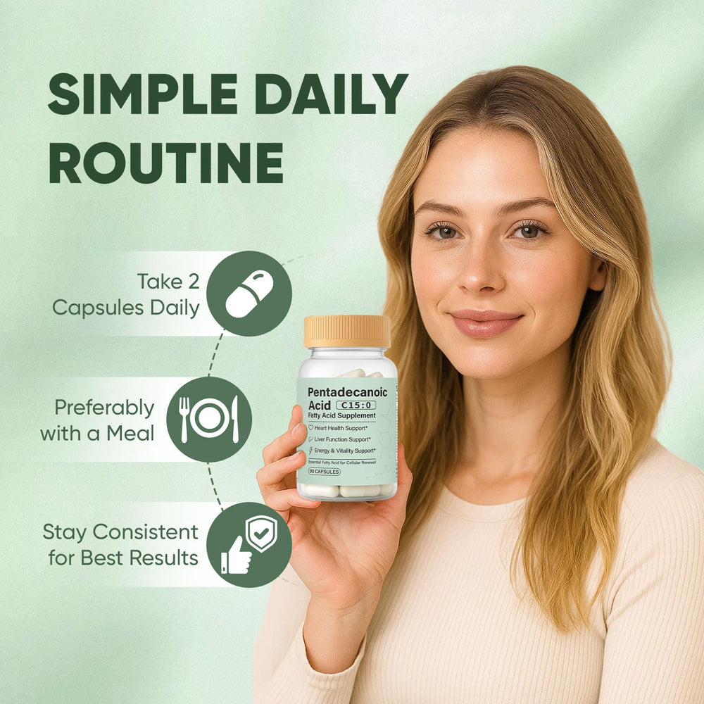 Minyang Pentadecanoic Acid Capsules daily-use bottle in lifestyle setting.