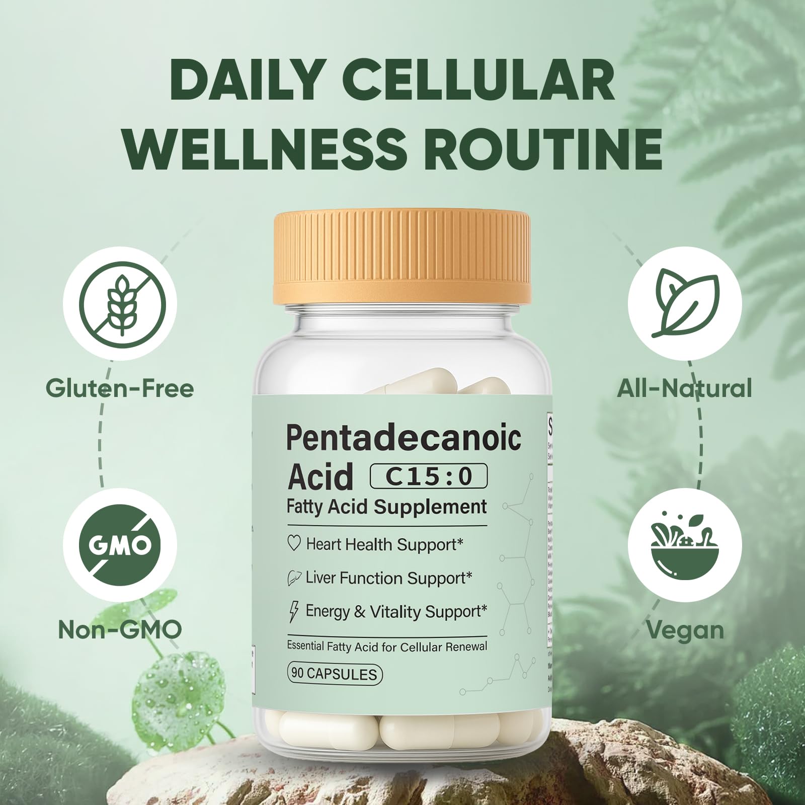 Minyang Pentadecanoic Acid Capsules on desk ready for daily routine.