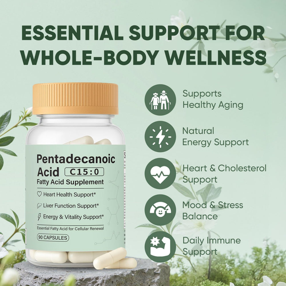 Minyang Pentadecanoic Acid Capsules packaging emphasizes clean ingredients.