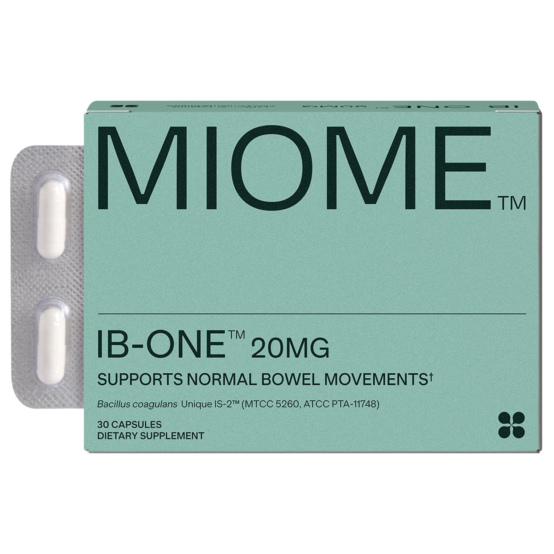 MIOME IB-ONE bottle front for daily gut support and easy dosing