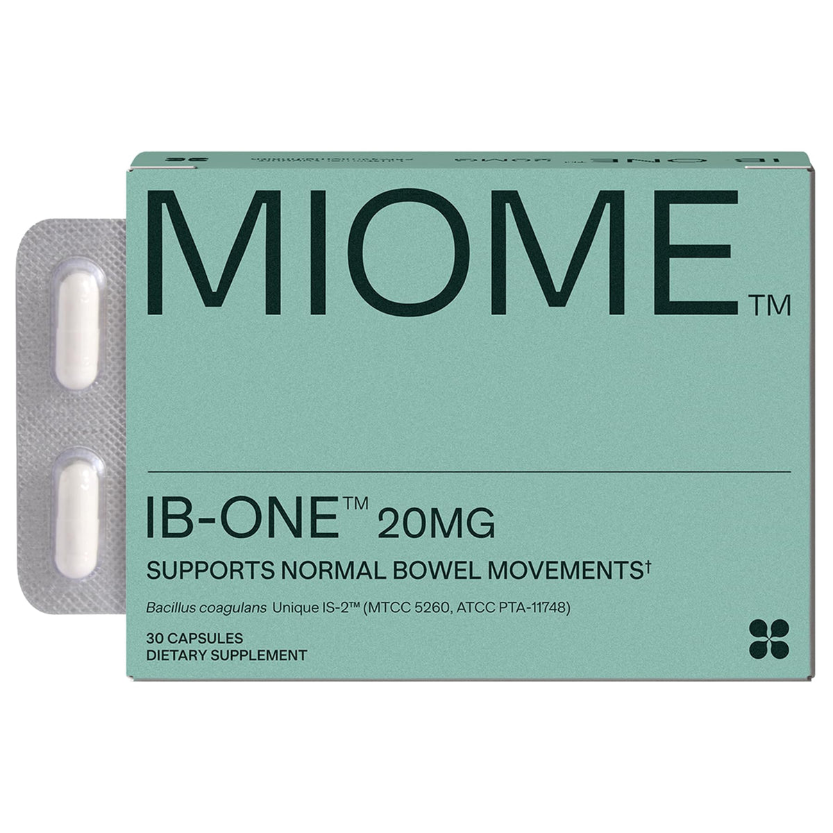 MIOME IB-ONE bottle front for daily gut support and easy dosing