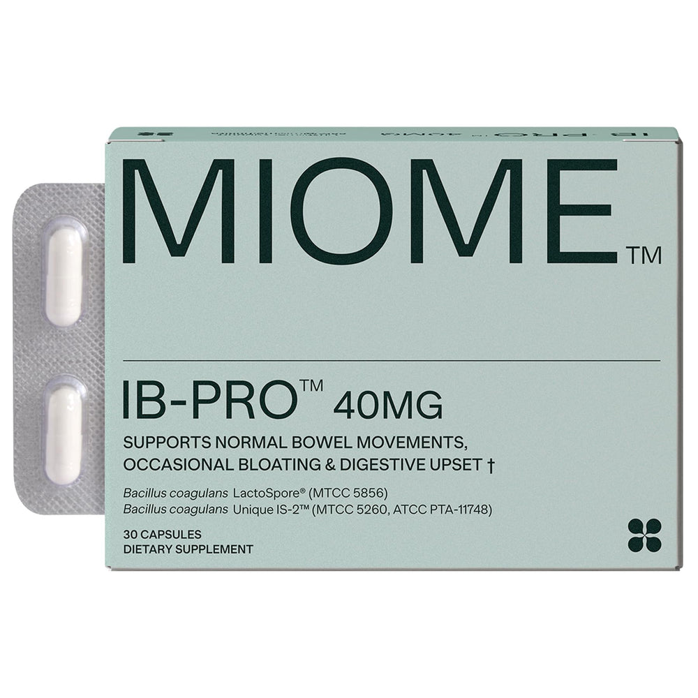 MIOME IB-PRO bottle front view for bloating support.