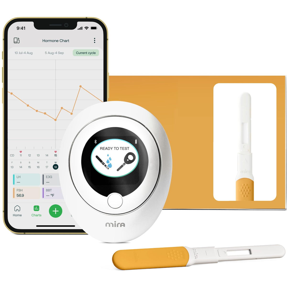 Mira menopause kit with Ovum Wands for at-home FSH tracking.