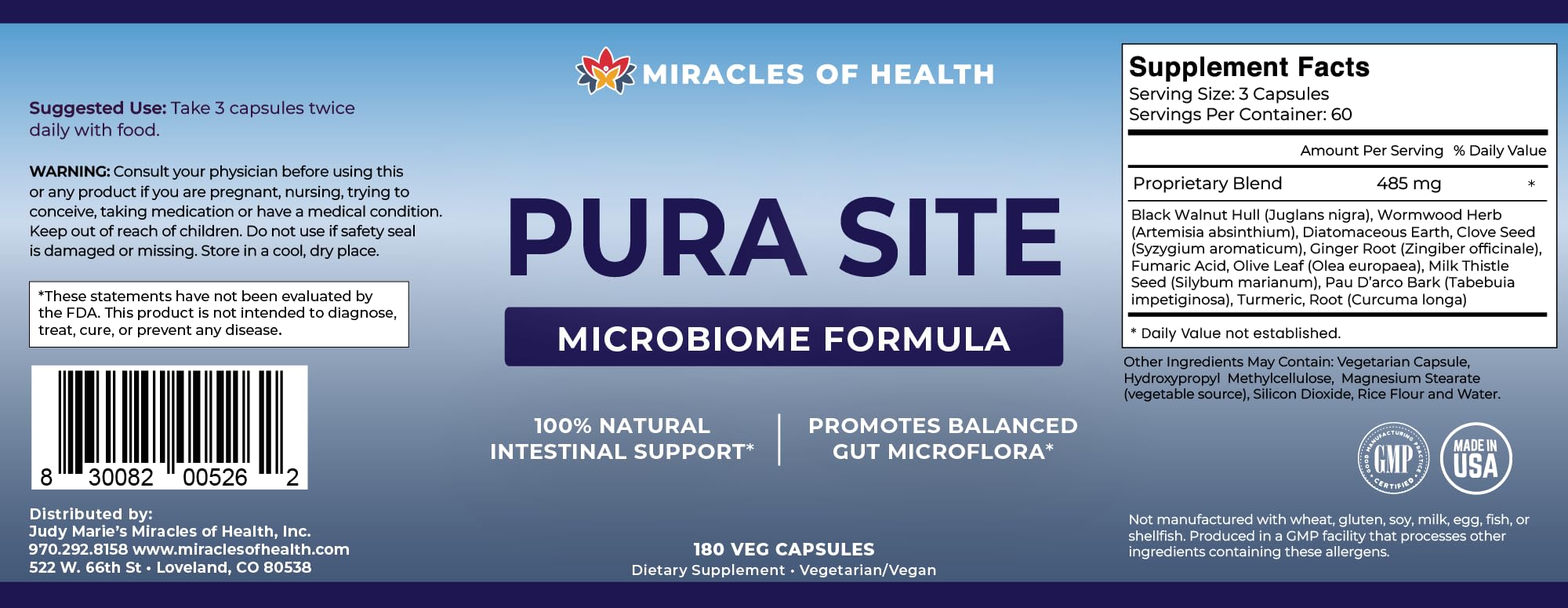 Miracles of Health Pura Site use-case context for gut wellness.