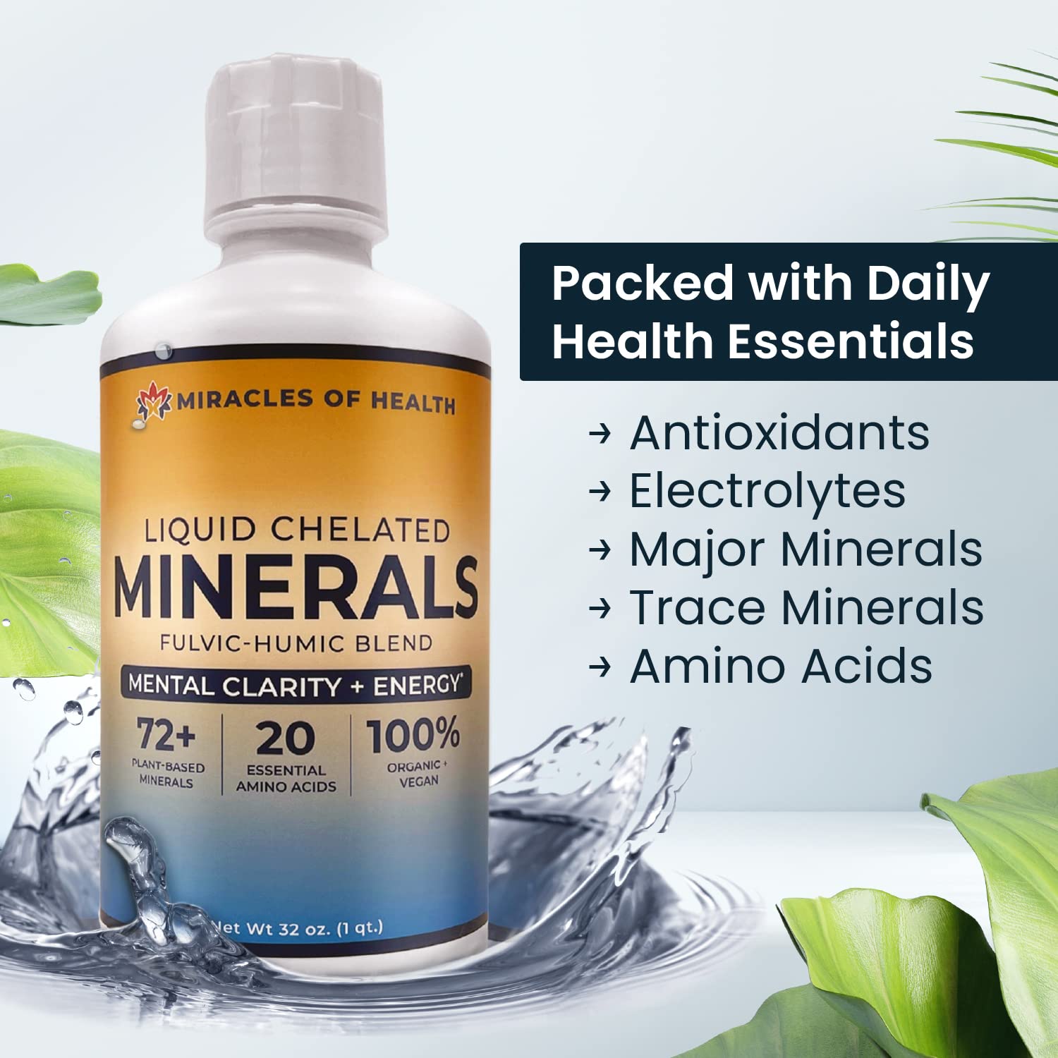 Miracles of Health USA-made mineral label close-up emphasizes organic minerals