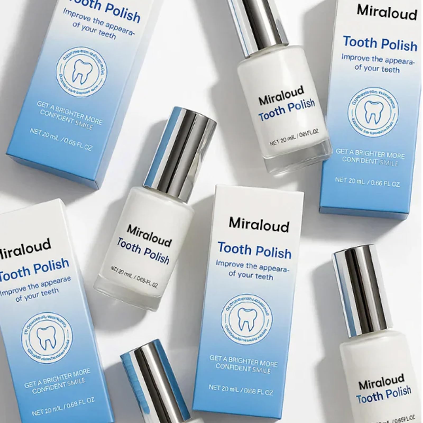 Miraloud Teeth Paint on teeth showing instant polish and subtle whitening.